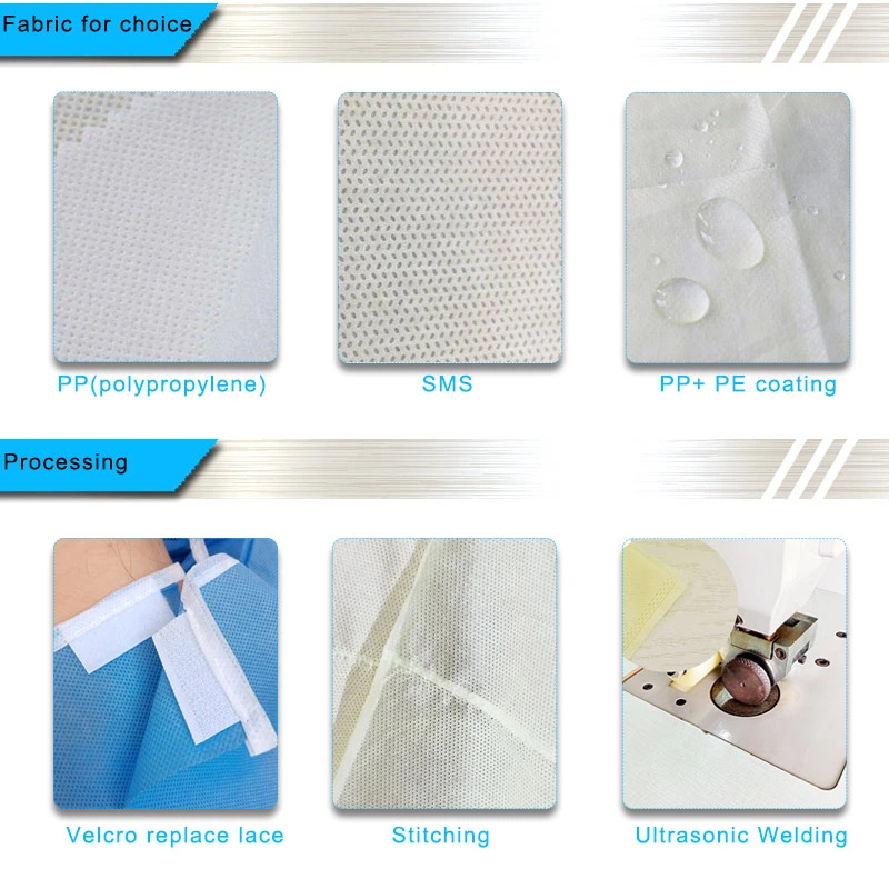 High Quality Non-Woven Cuff Disposable PP Isolation Gown